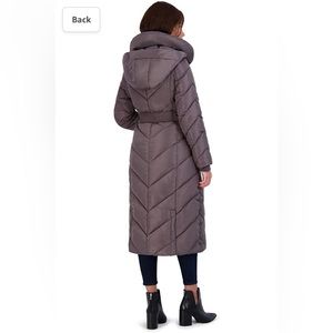 Steve Madden Women's Long Chevron Maxi Puffer Coat